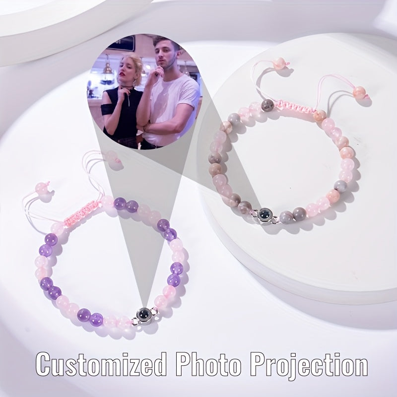 Customized Personalized Frosted Stone Photo Projection Bracelet, Customized Photo Projection Bracelet Festival Gifts