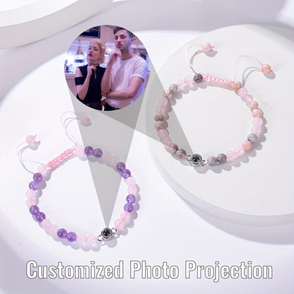 Customized Personalized Frosted Stone Photo Projection Bracelet, Customized Photo Projection Bracelet Festival Gifts