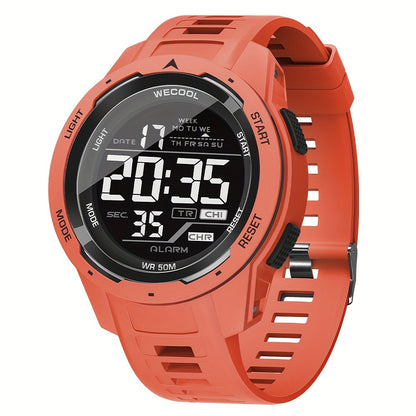 Men'S Chronograph Large Dial Digital LED Luminous Calendar Week Outdoor Sports Way Fashion Watch Wristwatch