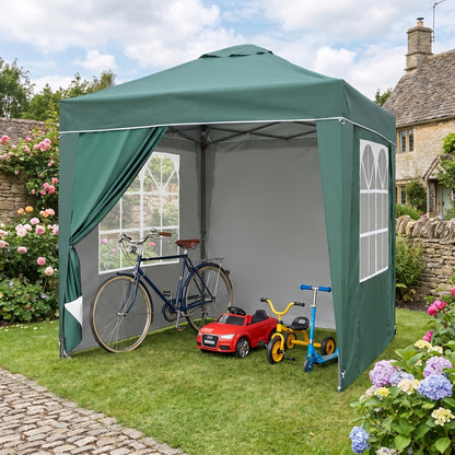 2x2m/3x3m Folding Garden Carport with Sidewalls, Heavy Duty Outdoor Canopy Tent with 3 Height Settings, UV50 for Car, Truck, Boat, Bike, Temporary And Removable(Grey, Green, Blue, Beige)