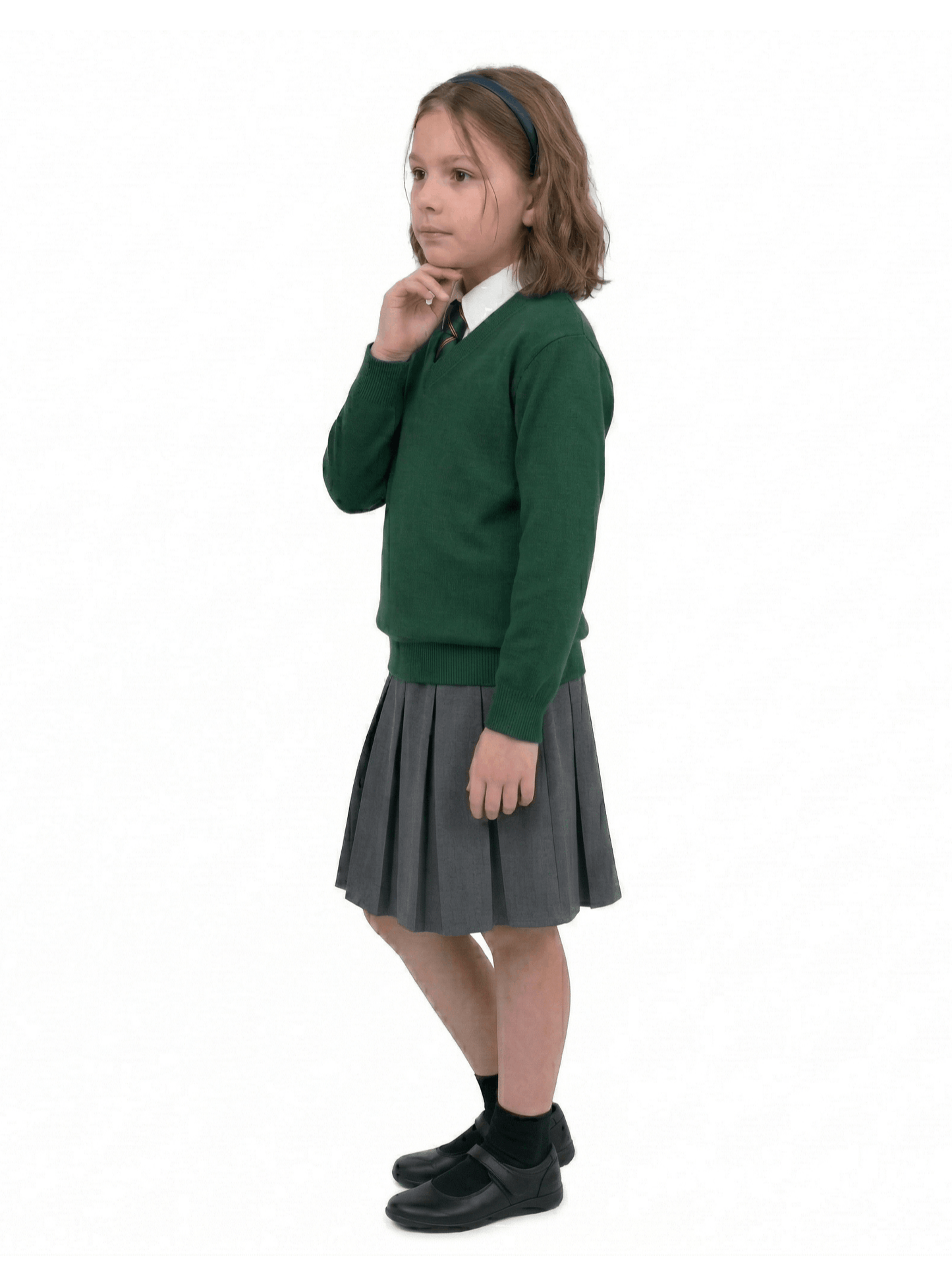 GW CLASSY OUTFIT Boys & Girls V-Neck School Jumper – Kids Unisex Long Sleeve Fleece Uniform Soft & Comfortable Sweatshirt