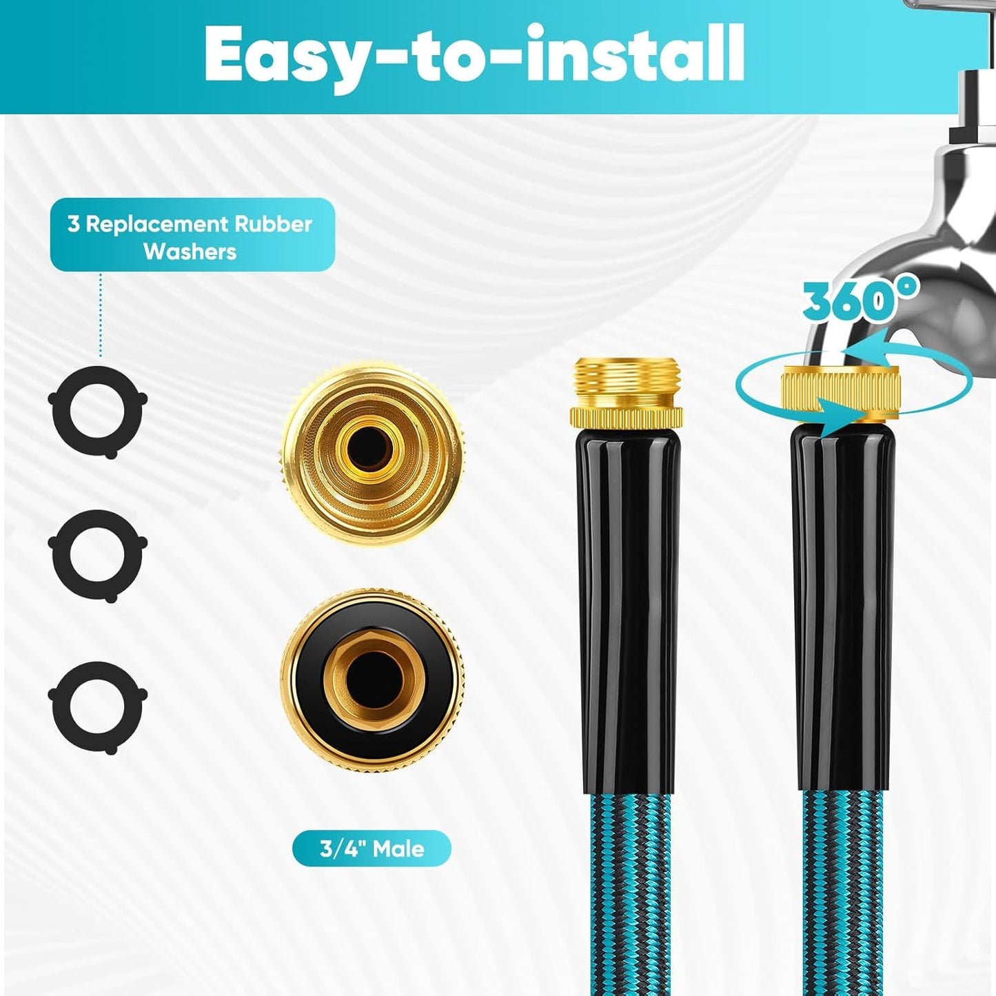 100ft Heavy-Duty Garden Hose, Expandable, Four Colors Are Available, With 1/2" Solid Brass Fittings, Leakproof Design, Durable Rubber Material, US Standard Threads- Perfect For Gardening, Cleaning, Forestry.