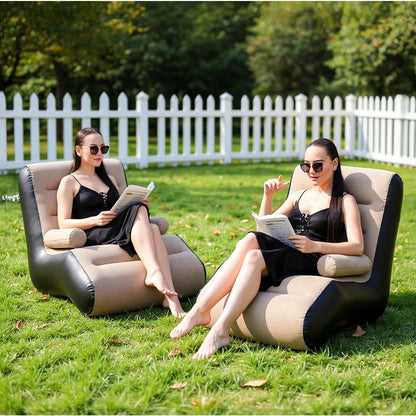 Portable Inflatable Sofa Chair with Armrests, Comfortable Indoor & Outdoor Air Lounger, Easy to Inflate, Foldable Lazy Chair for Living Room, Garden, Camping, Dorm