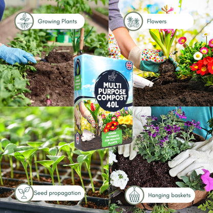 Pelle & Sol 10/20/40/50/60Ltr Multi Purpose Compost - Compost for Outdoor Plants & Soil for Plants Indoors - Potting Soil for Pots Plants Outdoor - All Purpose Nutrient Rich Fertiliser, Houseplant Potting Mix