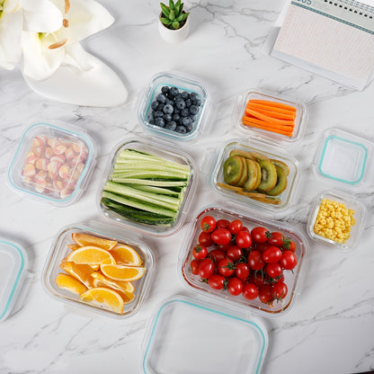 16pcs Sealed Glass Food Storage Containers, Lunch Boxes, Microwave Ovens, Ovens - Perfect for Salads, Fruits, Vegetables, And Sandwiches, Lunch Boxes | Sealed Storage | Durable Glass, Food Storage Containers (8 Lids And 8 Containers)