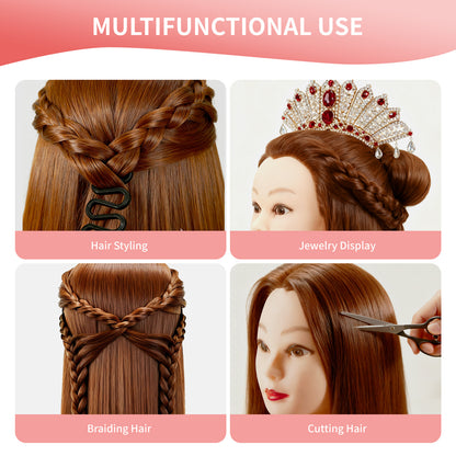 24"/28" Hairdressing Styling Mannequin Doll Salon Training Hair Clamp Professional
