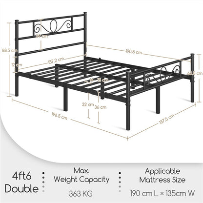 Costoffs Bed Frame, Mattress Foundation, Metal-framed Bed, Bed Frame with Headboard, No Box Spring Needed, Hassle-Free Assembly, Non-slip Mattress Foundation, Under-bed Storage Space