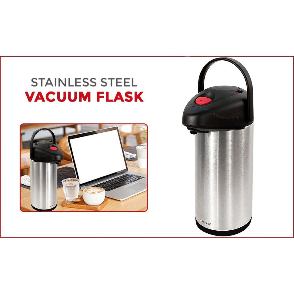 5L Stainless Steel Insulated Vacuum Airpot Flask with Pump Action, Thermal Carafe for Hot or Cold Drinks