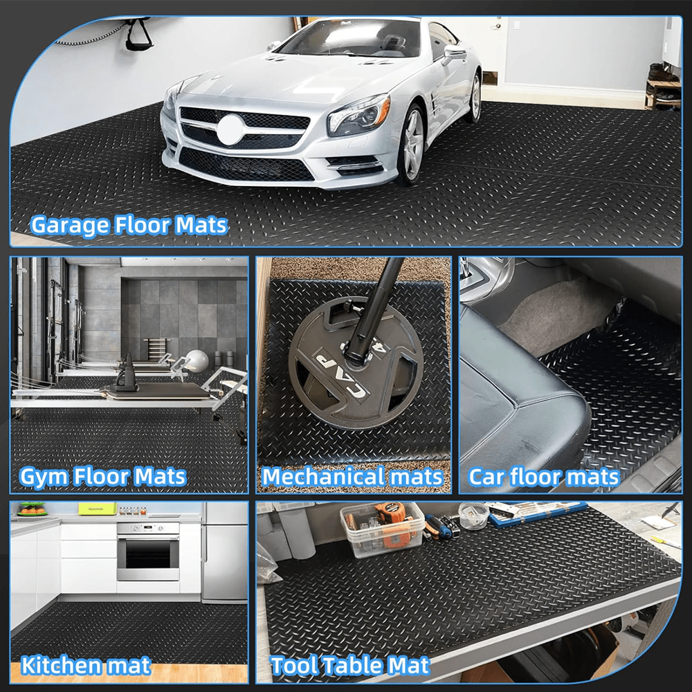 1/2/3/4 Square Meters of Rubber Floor Mats, Garage Floor Mats, 3MM Thick Leaf-Patterned Anti-Slip Rubber Floor Mats, Multi-Functional Rubber Floor Mats