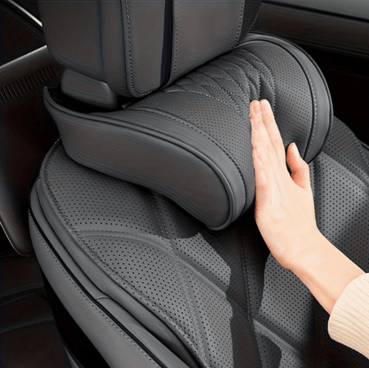 Nappa headrest Car Neck Pillow, Breathable Seat Headrest Lumbar Support Cushion, Embroidery Design Universal Auto Interior Accessories