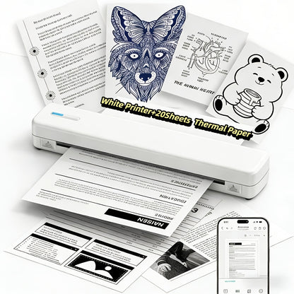 D810B Portable Inkless Thermal Printer - A4 Size, Prints Documents And Labels, Wireless Connection, USB Charging, Perfect For Travel And Office Use, Compatible With IOS And Android, Ideal Gift For Tattoo Artists And Business Professionals