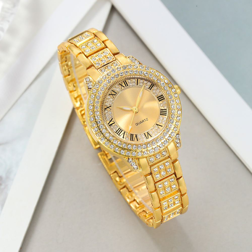 [Women's Jewelry Watch Set] 9pcs Set: Women's Fashion Elegant Quartz Jewelry Watch + 2 Sets of New Shiny Necklaces, Rings, and Earrings - Alloy Case, Quartz - Suitable for Valentine's Day, Easter, Halloween, Ramadan, Birthdays, Christmas, New Year, Daily