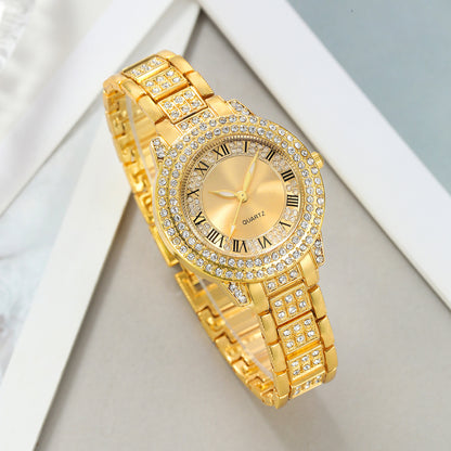 [Women's Jewelry Watch Set] 9pcs Set: Women's Fashion Elegant Quartz Jewelry Watch + 2 Sets of New Shiny Necklaces, Rings, and Earrings - Alloy Case, Quartz - Suitable for Valentine's Day, Easter, Halloween, Ramadan, Birthdays, Christmas, New Year, Daily