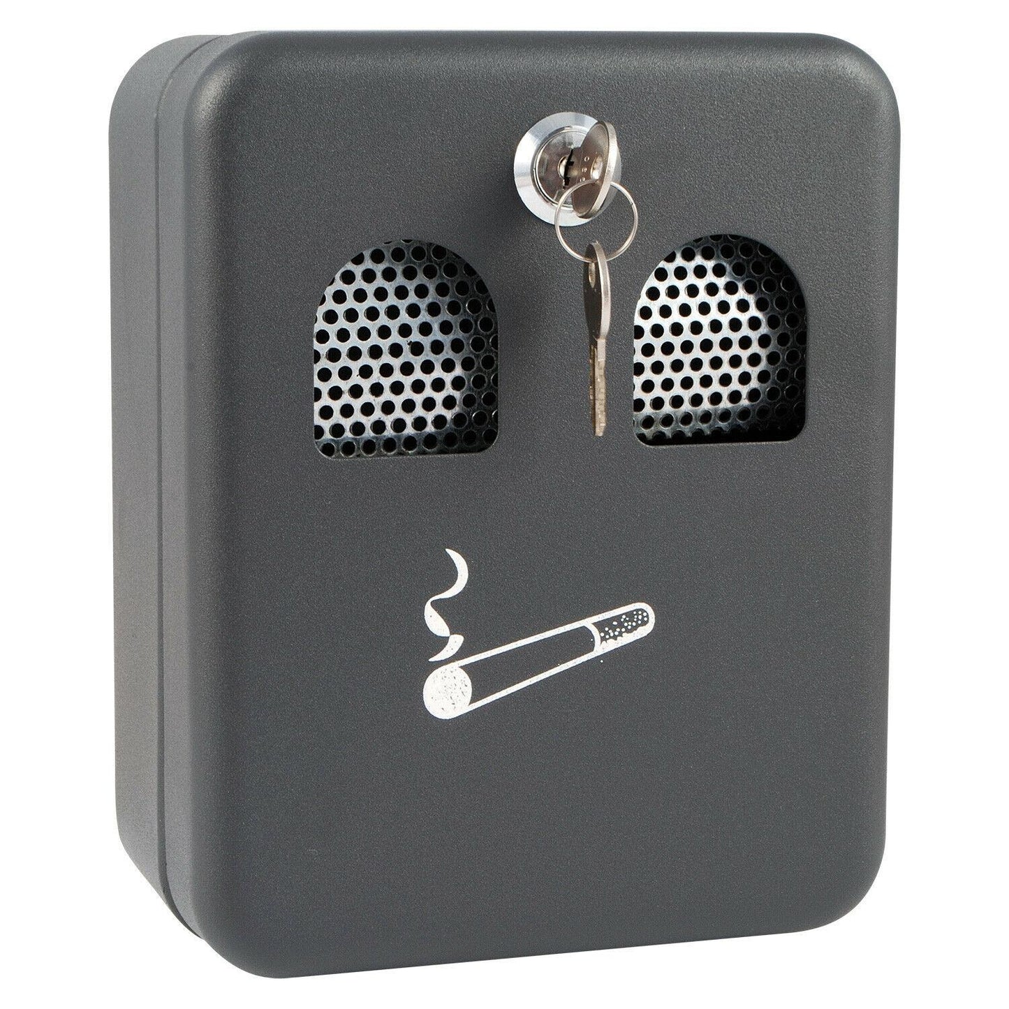 Wall Mounted Cigarette Ashtray Ash Bin | Solid Steel Construction | Removable Box And Secure Lock With 2 Keys | Scratch And Weather Resistant | SIZE - L160mm x W90mm x H200mm