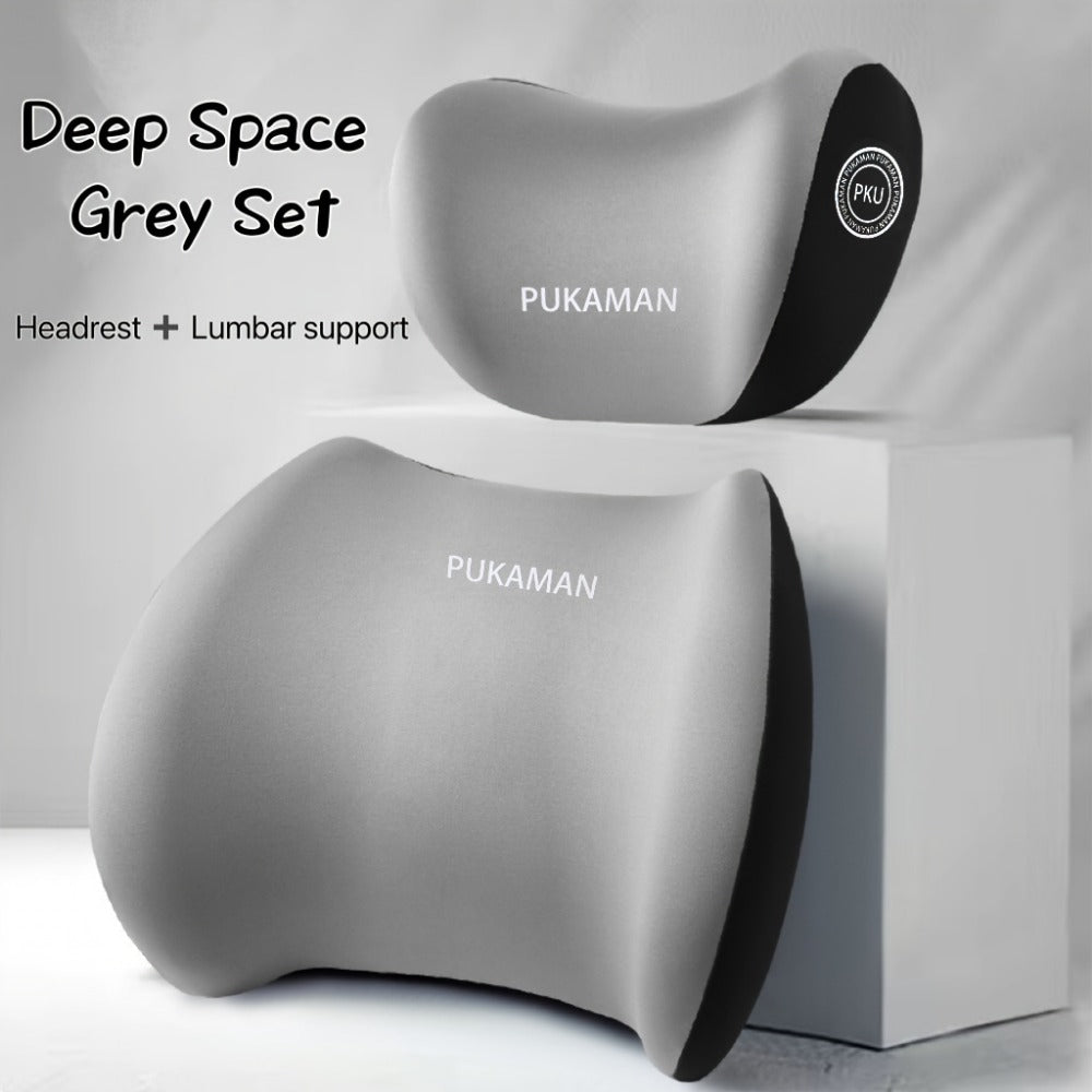 Car Headrest & Lumbar Cushion Set Ergonomic High-Density Foam – 2-in-1 Neck Pillow & Back Support for Long Drives, All Season Comfort Upgrade for Car Seats
