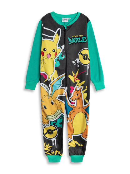 Pokémon Pikachu Charizard Dragonite Boys Multicoloured Zip-Up Onesie | Long Sleeve Microfleece Sleepwear & Loungewear | Pokemon Merch - 7-8 Years