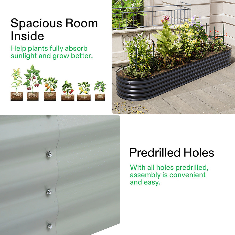 Extra Large Raised Beds for Garden, Oval Planter Box with Plant Climbing Frame, Outdoor Raised Planters for Vegetables, Flowers & Herbs, Bottomless Metal Garden Bed