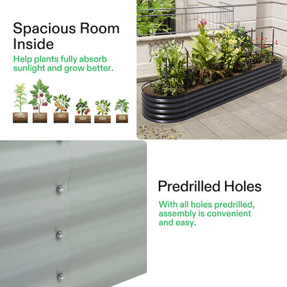 Extra Large Raised Beds for Garden, Oval Planter Box with Plant Climbing Frame, Outdoor Raised Planters for Vegetables, Flowers & Herbs, Bottomless Metal Garden Bed
