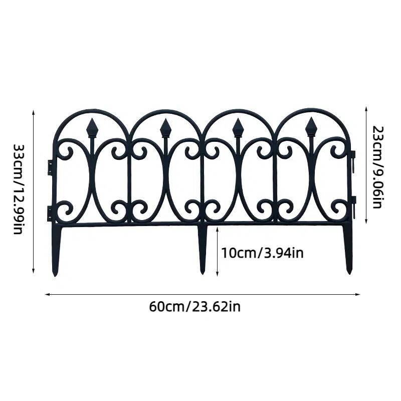 6 Packs - European Plastic Garden Fence, Wrought Iron Effect Garden Fence Practical Garden Fence, Durable, Can Withstand The Weather, Black Size: 60x33cm/23.62x12.99inch.