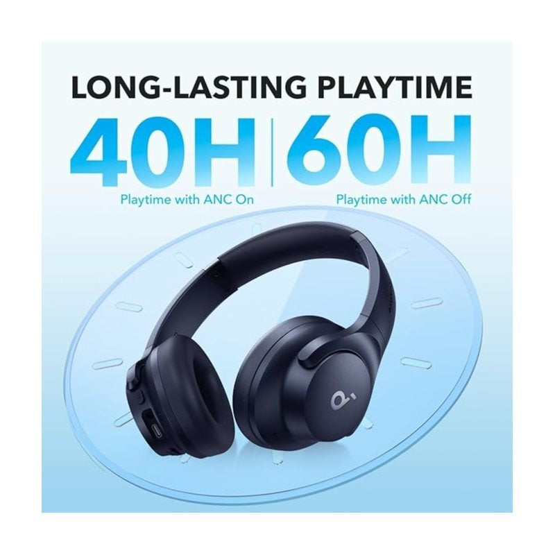 soundcore by Anker Q20i Hybrid Active Noise Cancelling Foldable Headphones, Wireless Over-Ear Bluetooth, 40H Long ANC Playtime, Hi-Res Audio, Big Bass, Customize via an App, Transparency Mode (Renewed)