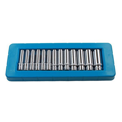 US PRO 13PC 1/4'' DR DEEP SOCKETS 4-14MM Single Hex 6 point Sizes: 4, 4.5, 5, 5.5, 6, 7, 8, 9, 10, 11, 12, 13, 14mm