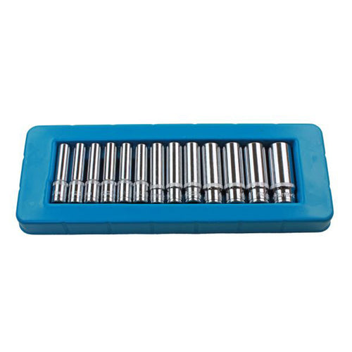 US PRO 13PC 1/4'' DR DEEP SOCKETS 4-14MM Single Hex 6 point Sizes: 4, 4.5, 5, 5.5, 6, 7, 8, 9, 10, 11, 12, 13, 14mm