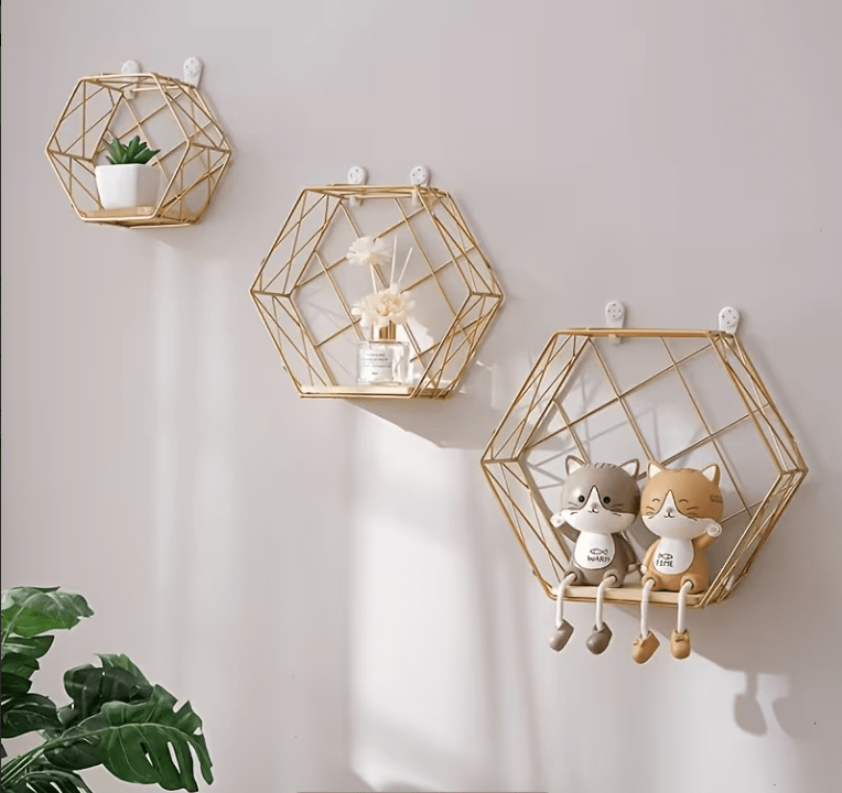 Gold Floating Display Shelves - Set of Three - product view 17