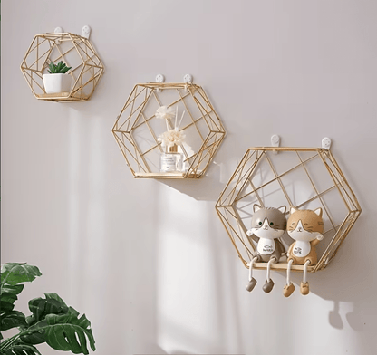 Gold Floating Display Shelves - Set of Three - product view 17