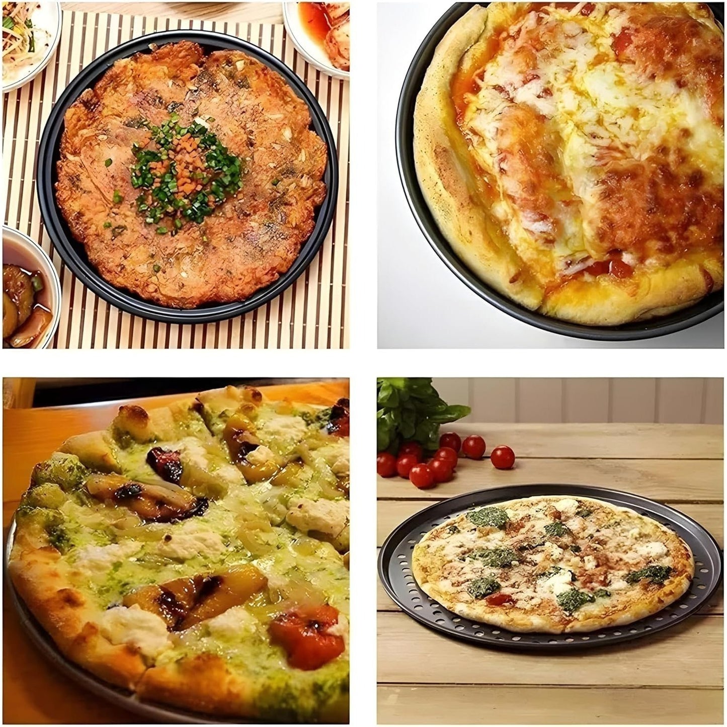 Non-Stick Pizza Baking Pan Round Mesh Tray Set of Three - 26/28/32cm