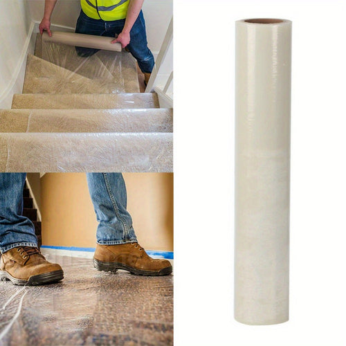 Clear Self-Adhesive Carpet Protector Film Roll 60cm x 100m PE Scratch Dust Resistant Easy Apply Remove for Carpet Stairs Corridors Hallways