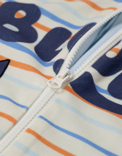 Bluey Boys Blue Striped Onesie | Long Sleeve Zip-Up Sleepwear with Bluey & Bingo Characters | Microfleece Loungewear for Bedtime & Relaxing | Kids Cartoon Pyjamas | Bluey Merch - 3-4 Years