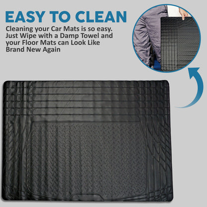 Black Rubber Car Boot Mat - 125 x 81 cm – Universal Car Boot Protector Non-Slip Heavy-Duty Rubber Mats for Cars SUV Truck and VAN, Waterproof - Trim To Fit
