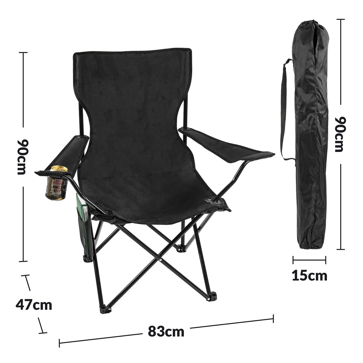 Taylor & Brown Set of 2 Lightweight Folding Camp Chair - Portable Chairs with Cup Holder, Side Pocket and Bag Perfect for Camping, Festivals, Garden, Fishing, Beach and BBQs, Camping Chair