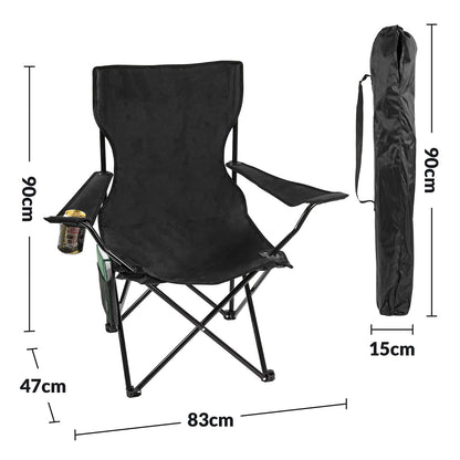 Taylor & Brown Set of 2 Lightweight Folding Camp Chair - Portable Chairs with Cup Holder, Side Pocket and Bag Perfect for Camping, Festivals, Garden, Fishing, Beach and BBQs, Camping Chair