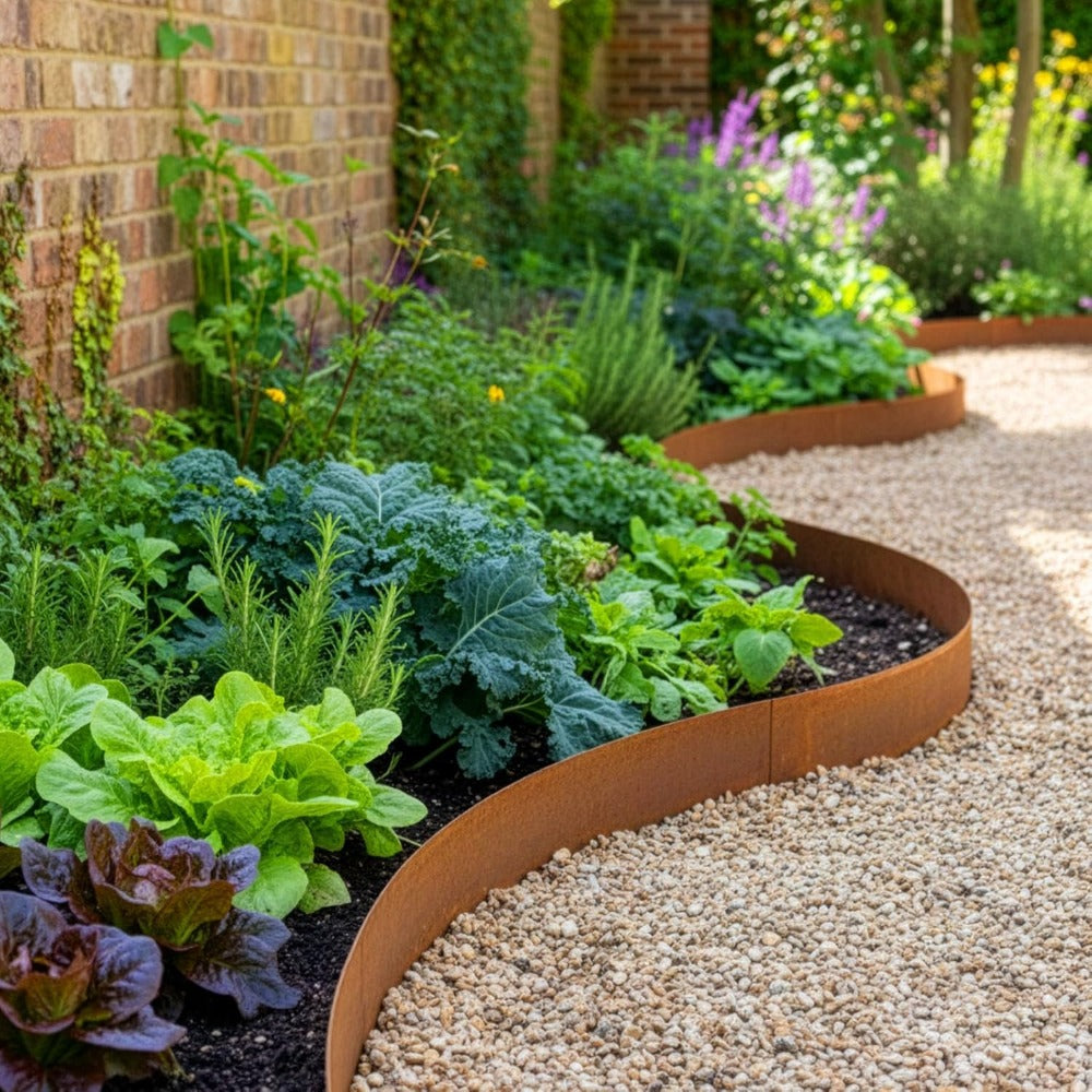 Heavy Duty Corten Steel Lawn Edging 10m and 5m, 15cm High, 0.3mm Thick Pre-Aged Metal Garden Border, Strong & Flexible Landscape Edging, Gloves Included (15cm x 5m)