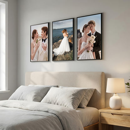 3 Pack Picture Frame 50Cm X 70Cm, 50X70 Picture Frame Black for Photo Gallery - Slide-In Strips, Horizontal Or Vertical Wall