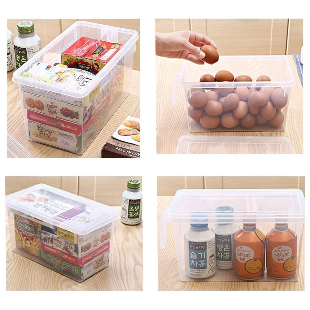 4pcs Clear Storage Box Fridge Food Container Cabinet Organizer Cupboard Holder Rack Basket Case W/ Handle Lid Valentine'S Day Gifts Holiday Gift Guide