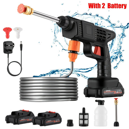 [Wireless Washer] Portable Wireless High-pressure Washer with 2 Battery, Nozzles, Foam Generator, And Hose.Suitable for Yard Cleaning And Car Washing, Handheld Pressure Washer.Wireless Pressure Washer, Outdoor Cleaning, Car Washing Tool, Lightweight Washe