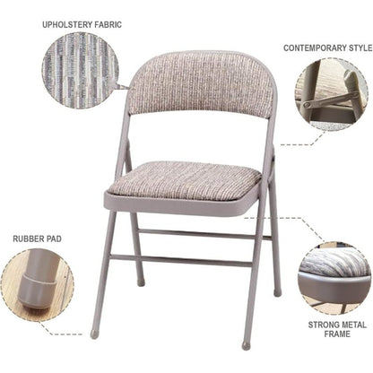 Fabric Padded Folding Chair with Heavy Duty Steel Frame & Ergonomic Backrest – Lightweight, No Assembly, Indoor & Outdoor Use for Home, Office, Garden & Events