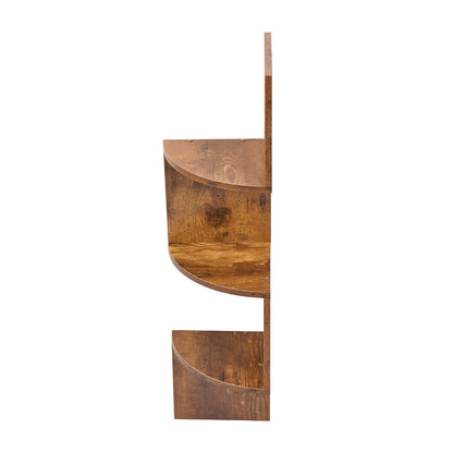 Three-Tier Rustic Corner Wall Shelf with Curved Platforms - product detail 11