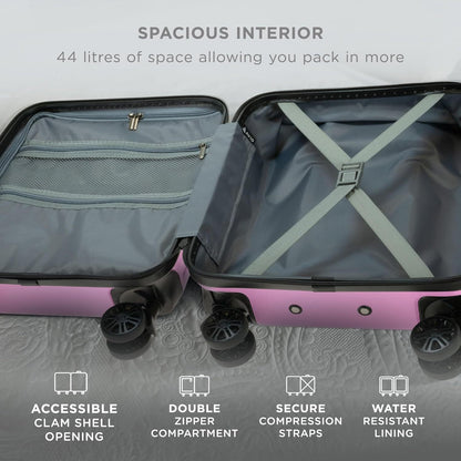 AVIO 55cm Cabin Suitcase – Compact Hard Shell Carry-On with 360° Spinner Wheels, Telescopic Handle & 3-Digit Lock – Lightweight Travel Luggage