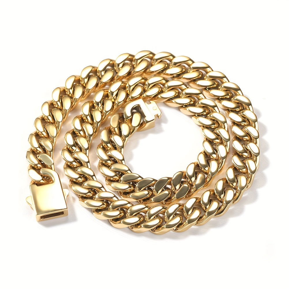 Gold-Tone Four-Sided Cuban Chain Necklace