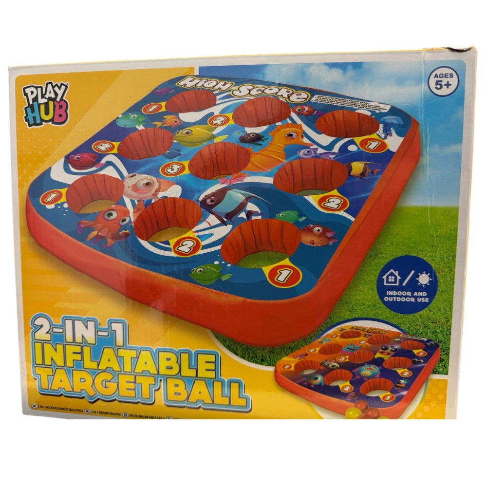 Inflatable Target Ball Game for Kids 2 in 1 – Double-Sided Toss Game with 6 Balls – Indoor & Outdoor Garden Fun Toy Ages 5+