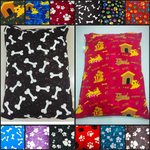 Soft Dog Cushion Bed with Removable Washable Cover – Printed Pet Pillow Mat for Dogs & Cats, Medium Large Jumbo Sizes, Ideal for Home Crate Sofa & Travel, Random Colours