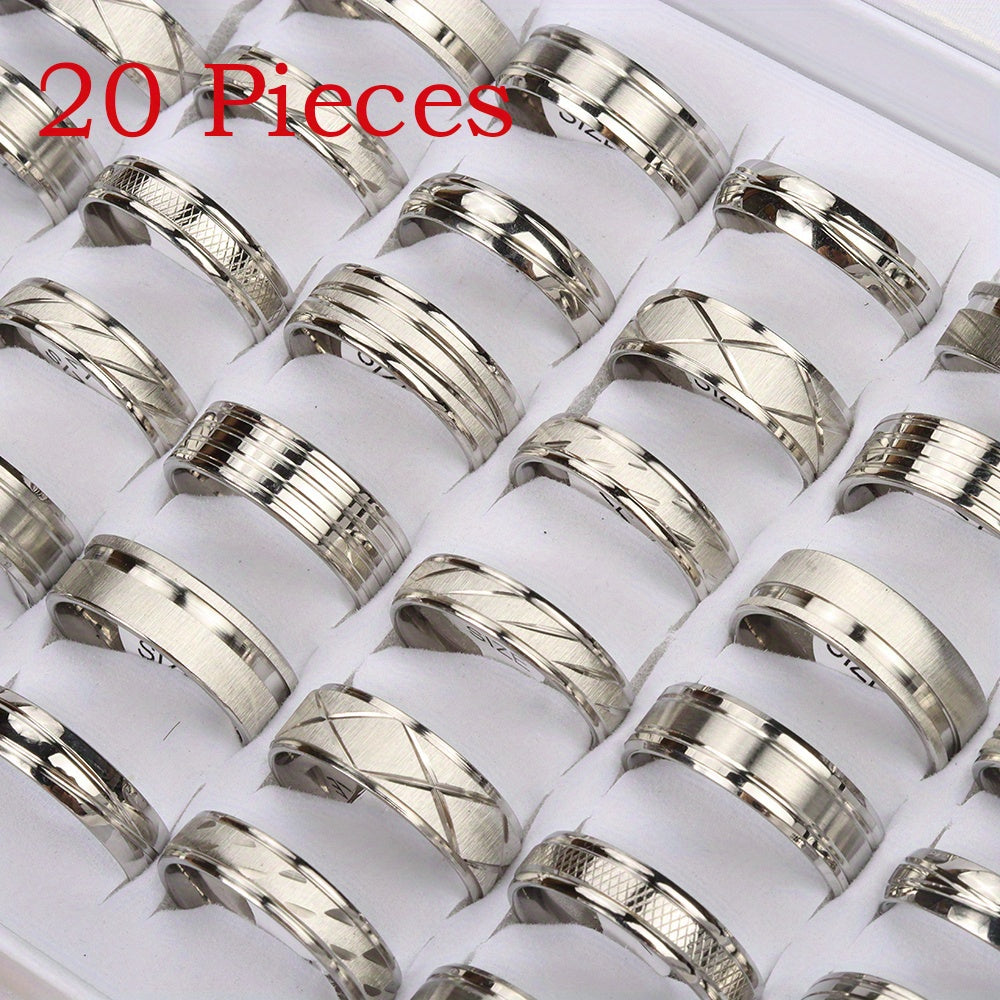 20pcs/Lot Stripe Waterproof Fashion High Quality Rings for Men