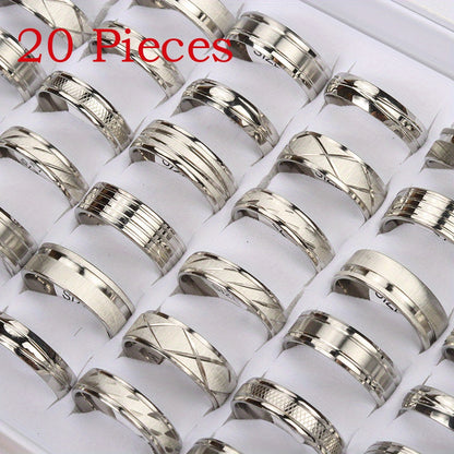 20pcs/Lot Stripe Waterproof Fashion High Quality Rings for Men