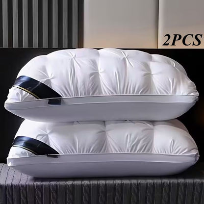 Set of 2 Pillows Designed for Sleep, Neck Support Pillow Cores, Luxurious Sleeping Pillows, Offering Balanced Support Ideal for Side, Back, And Stomach Sleepers. Part of a Hotel Collection, They Come in Vacuum-Sealed Packaging, Perfect for Home And Hotel