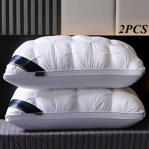 Set of 2 Pillows Designed for Sleep, Neck Support Pillow Cores, Luxurious Sleeping Pillows, Offering Balanced Support Ideal for Side, Back, And Stomach Sleepers. Part of a Hotel Collection, They Come in Vacuum-Sealed Packaging, Perfect for Home And Hotel