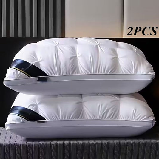 Set of 2 Pillows Designed for Sleep, Neck Support Pillow Cores, Luxurious Sleeping Pillows, Offering Balanced Support Ideal for Side, Back, And Stomach Sleepers. Part of a Hotel Collection, They Come in Vacuum-Sealed Packaging, Perfect for Home And Hotel
