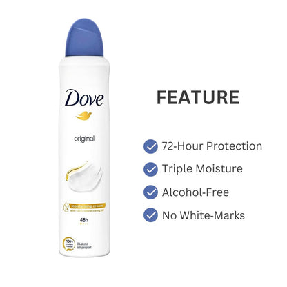 Pack of - 3 Dove Original Antiperspirant Deodorant Spray 250ml